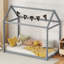 Lit simple en bois, gris