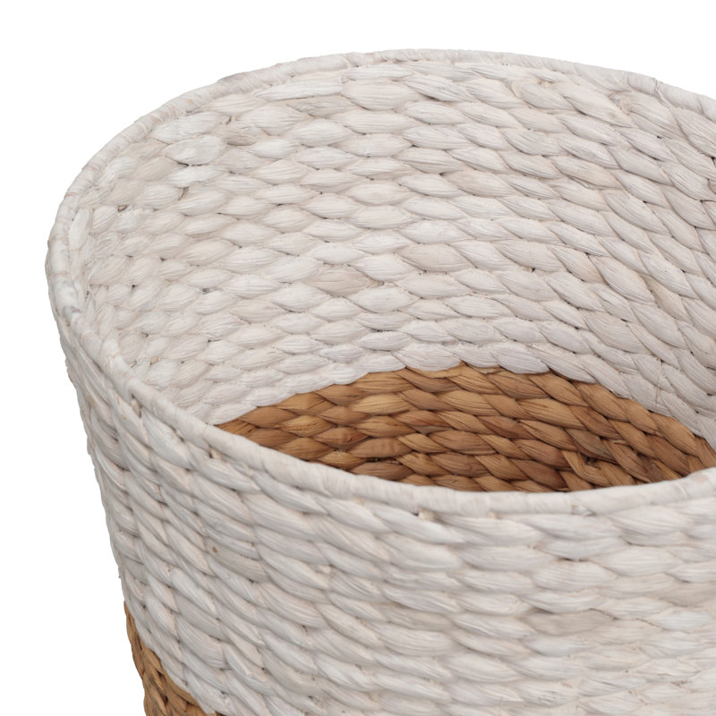 Poubelle ronde en osier Toby, Blanc/naturel