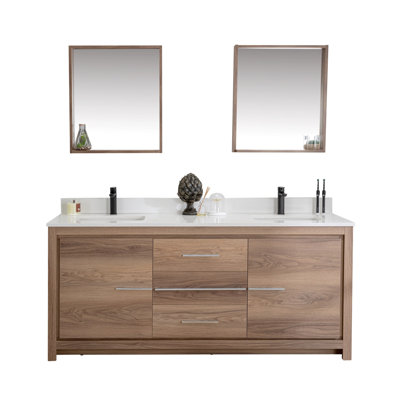 Ensemble de meuble-lavabo double 70,7 po avec miroir Kursty