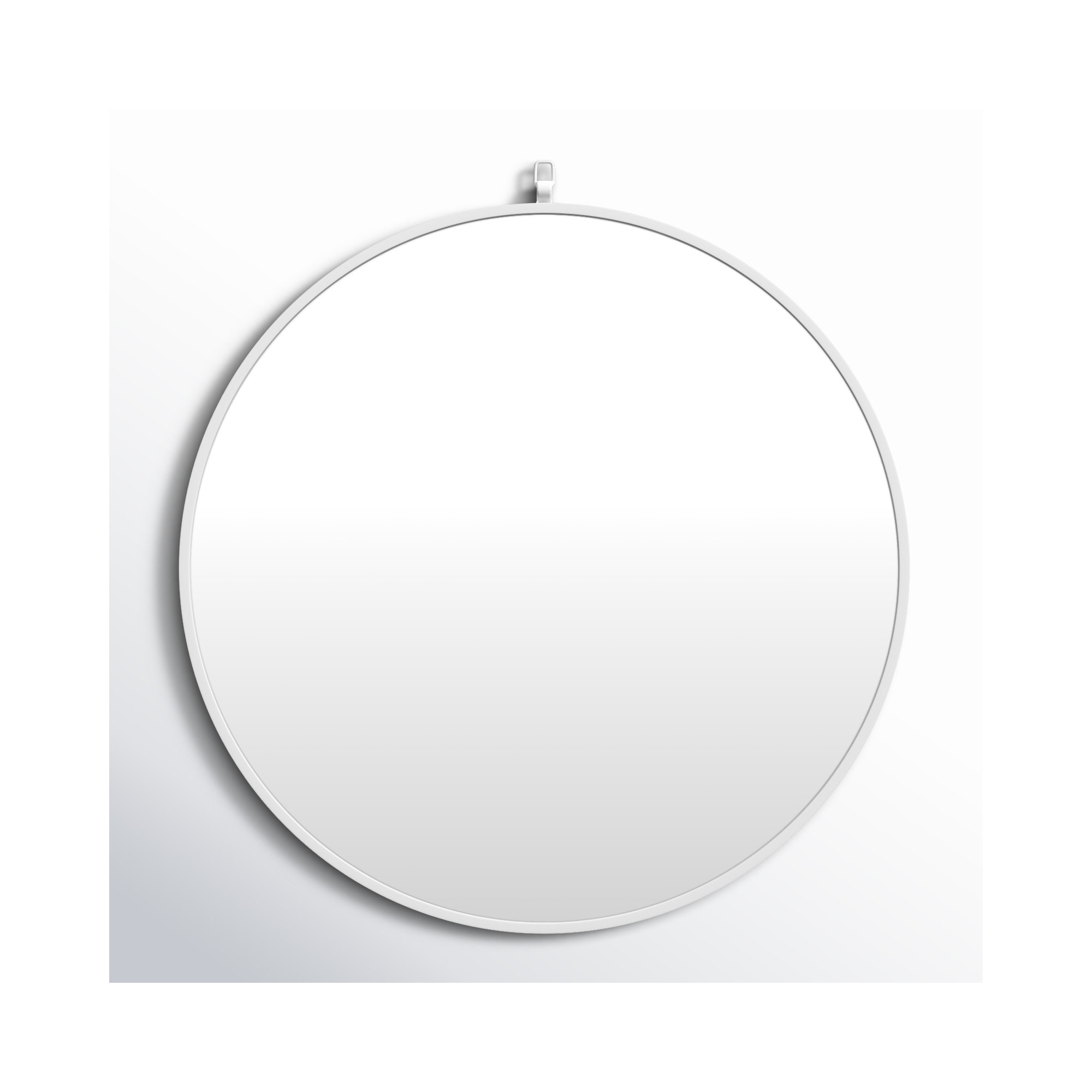 Cassie Metal/Manufactured Wood Round Wall Mirror, White, 21" x 21"