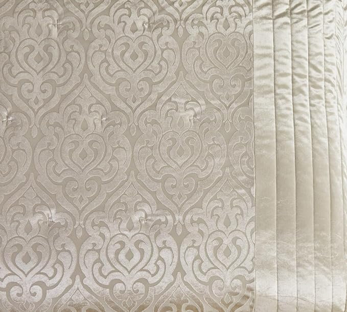 Bollara Damask Bedspread with Pillow Shams Included, Double/King Bedspread  + 2 Pillow Sham, Beige