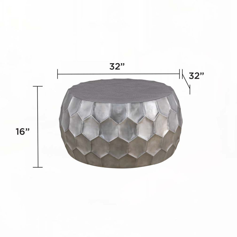 Table basse en métal avec base solide, Argent