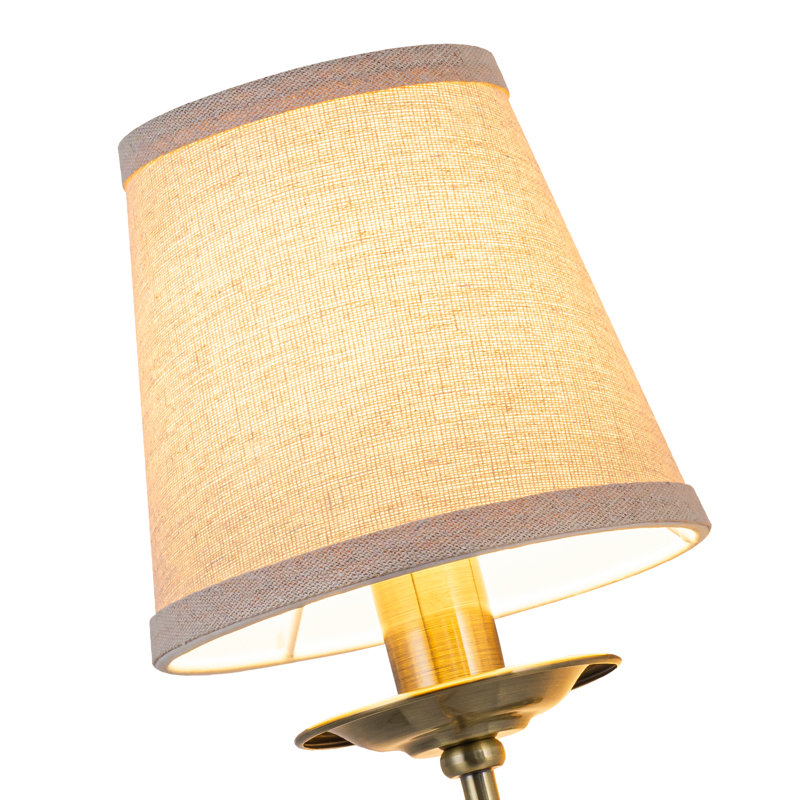 2-Light & 1-Light Seale Set, Rustic Farmhouse Wall Light With Linen Fabric Shades, Antique Brass Iron Scroll Arm, E12 Base UL/ETL Listed For Bedroom Living Room Hallway