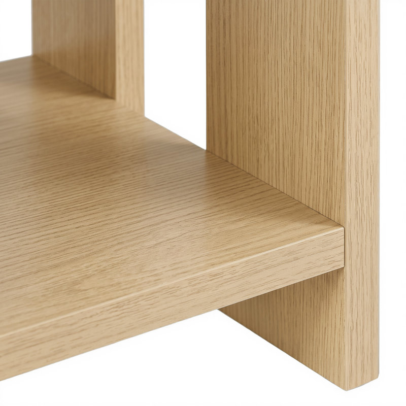 Petite table d'appoint carrée avec tablette de rangement à 2 niveaux, table de chevet moderne en bois pour salon ou canapé, table d'appoint compacte pour téléphone