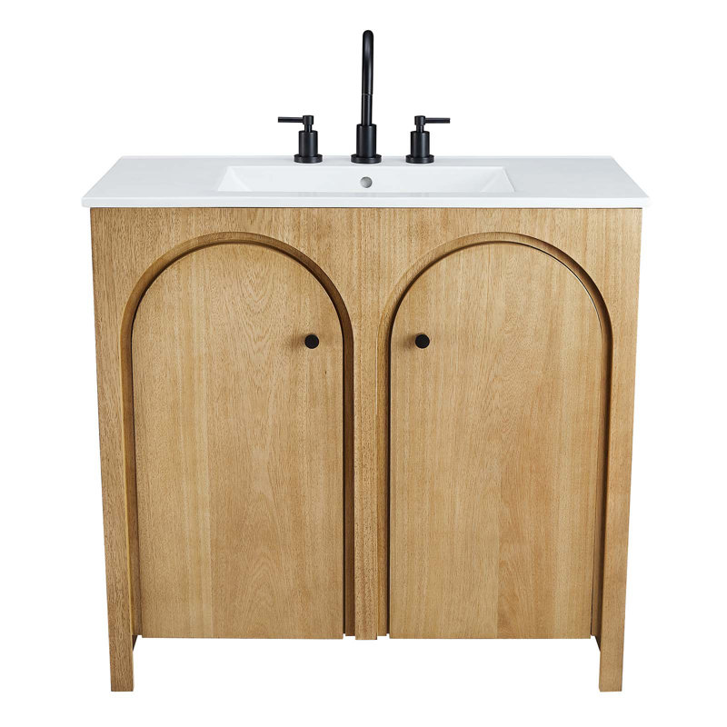 Appia 36'' Oak and White Freestanding Bathroom Vanity