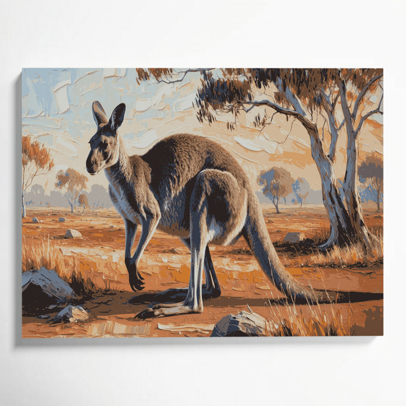 Faune, art mural sur toile brun kangourou, H 11 po x l 14 po