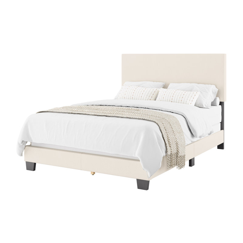 Lit tapissier Arlea, Double, Beige Boucle