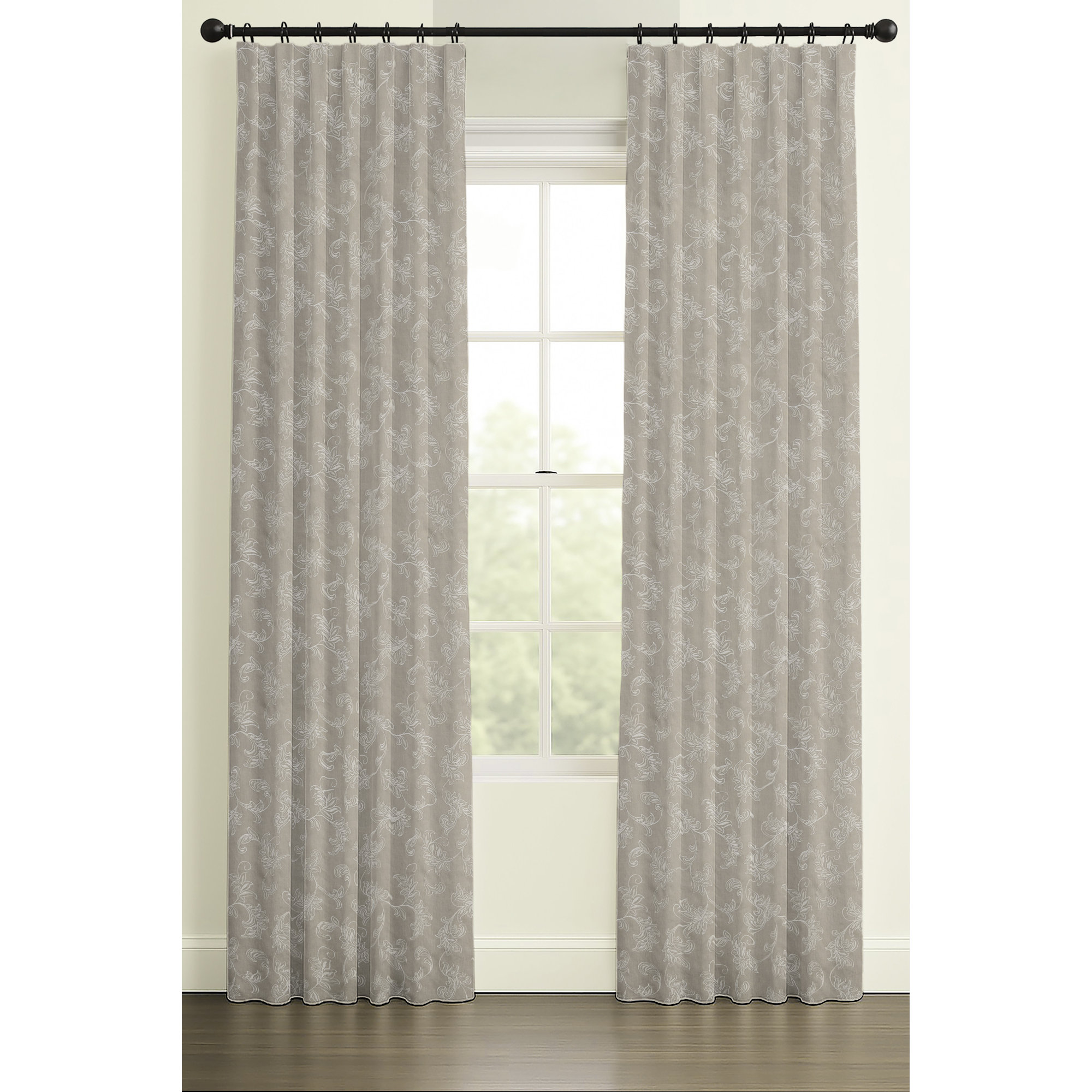 120" Inverted Pleat Double Lining Morgan On Natural Linen, 33" W x 120" L, Double, Inverted Pleat