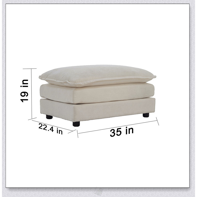 Canapé en chenille deux places avec 1 repose-pieds, canapé modulaire en forme de L 2 places avec repose-pieds, causeuse pour petits espaces de vie