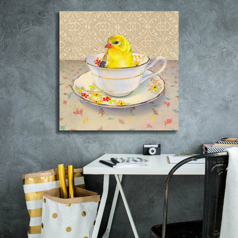  «Finch In A Cup» par Marvindale, art mural sur toile, 26 po x 26 po, H 26 po x l 26 po