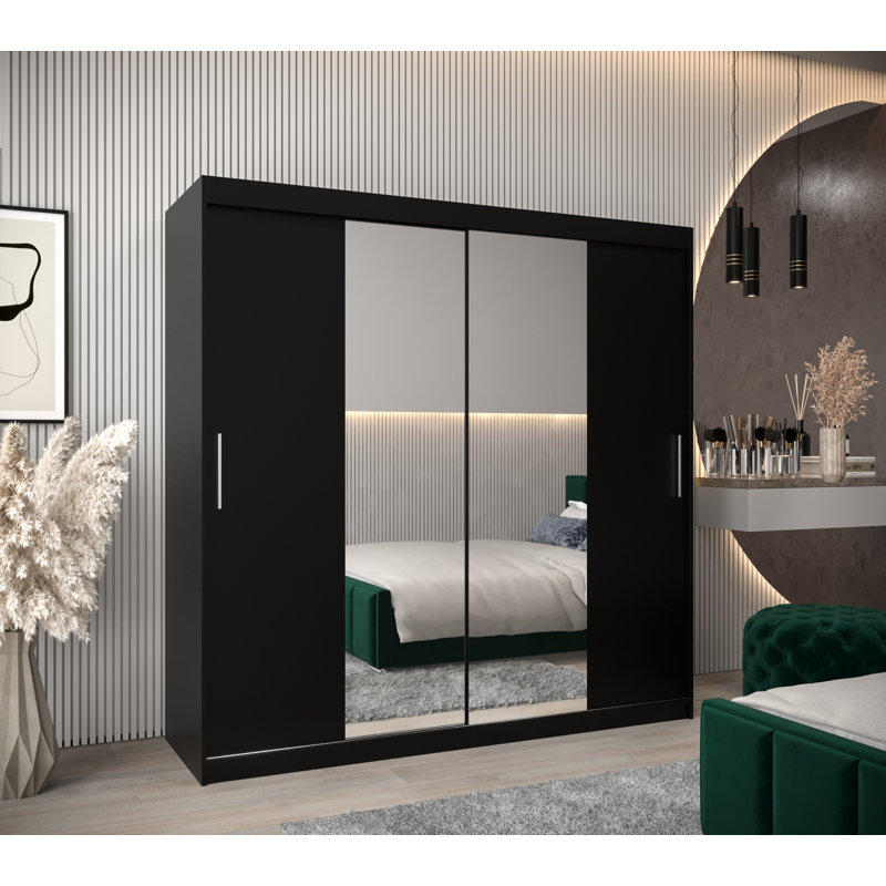 Atoria 2 Door Manufactured Wood Wardrobe, Black Matt