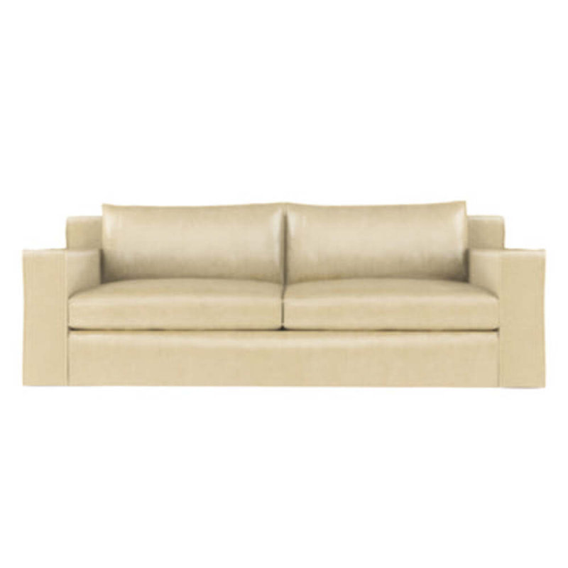 Mulberry Square Track-Arm Daybed with Flange Seam, Vintage Leather Blanc, Natural