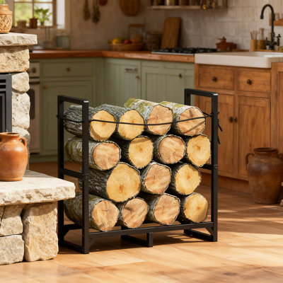 Heavy Duty Firewood Rack With Reinforced Frame And Stability Rope - 2.5Ft Indoor Outdoor Wood Storage Organizer For Fireplace, Camping, And BBQ