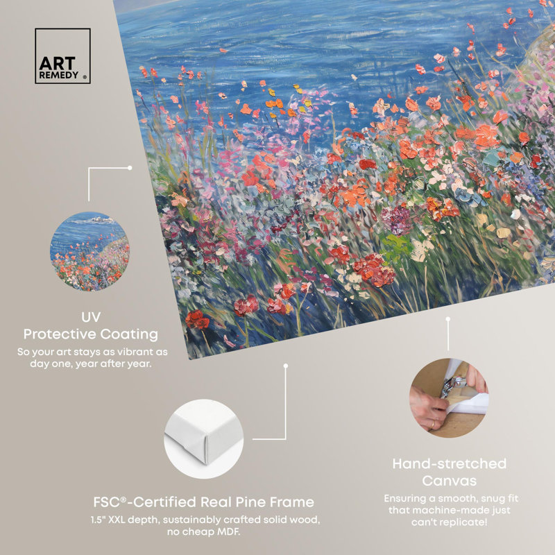 Flowered Edge 30" x 20" Wrapped Canvas Floral Art