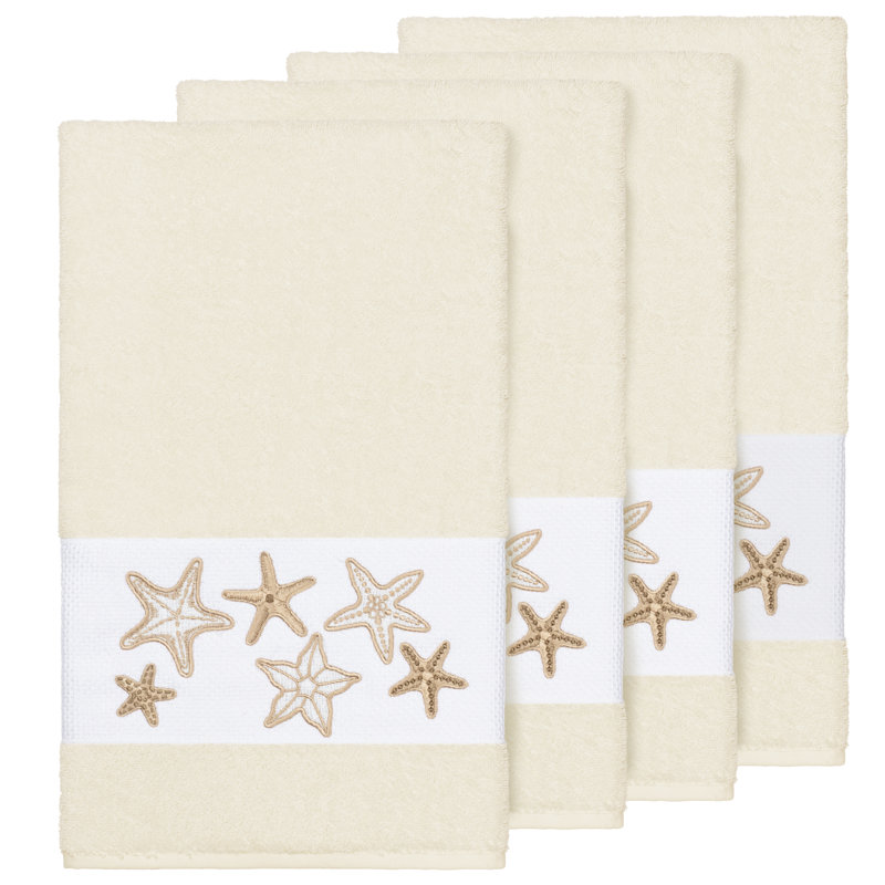 Ensemble de serviettes de bain en coton turc 4 pièces Lydia, Crème