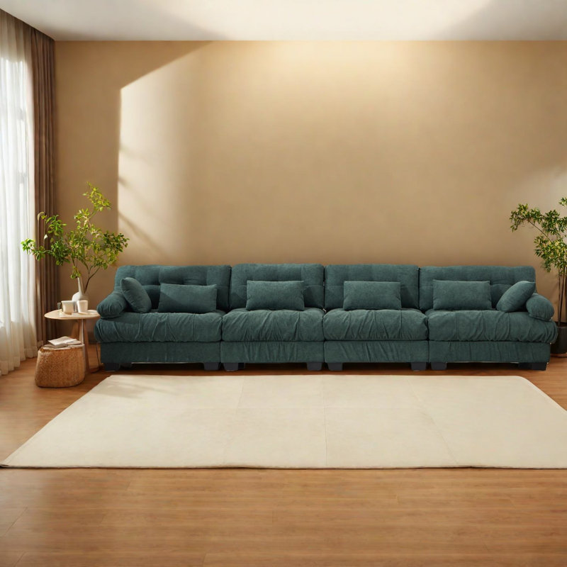 Canapé modulaire spacieux en bois à assise profonde de 158 pouces pour la maison