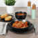Gibson Home Queenslane 16 Piece Double Bowl Plates and Bowls Dinnerware Sets - Matte Black