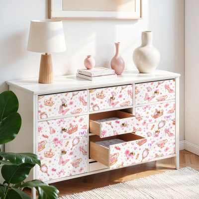 Papier peint auto-adhésif avec couronnes roses rétro auto-adhésives et amovibles 17,7 po x 118 po (45 x 300 cm)