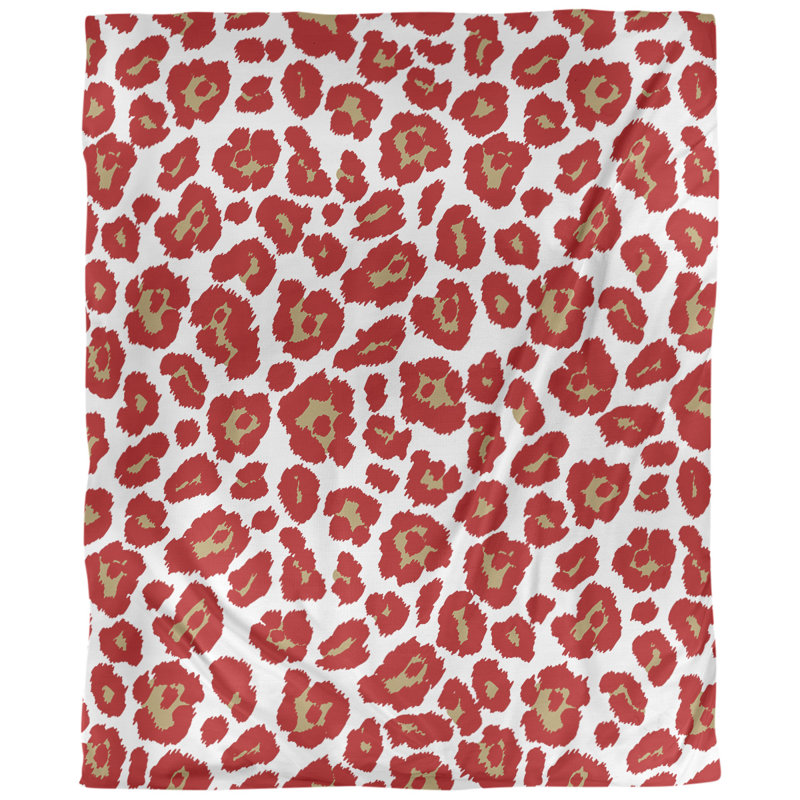 Housse de couette à imprimé léopard Throwback, Polyester brossé, Housse de couette simple TG, Blanc / rouge / brun