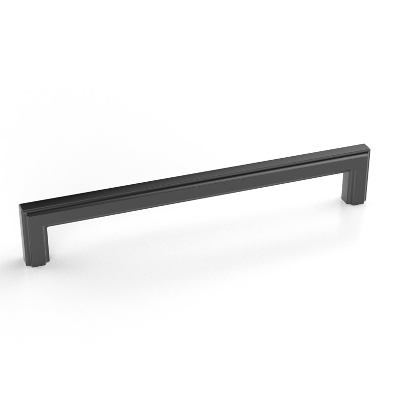 (Simple) Poignée de porte et de tiroir Linden de 6,3 po d'un centre à l'autre, Noir mat, 6 5/16"
