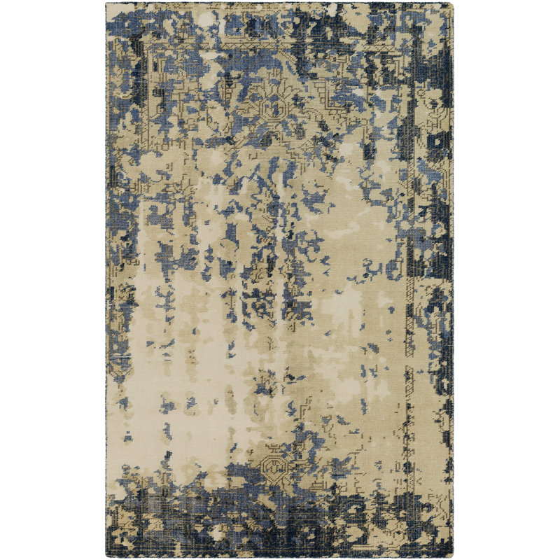 Jayden Wool Oriental Area Rug in Bright Blue, Rectangle 9' x 13'