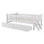 Lit plateforme simple en bois massif avec garde-corps de sécurité et tiroirs de rangement sous le lit - Cadre de lit blanc pour enfants