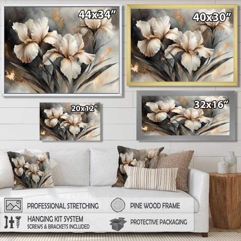 «Yellow Irise Desire I», art mural jaune, Impression d'un seul cadre photo sans passe-partou, H 12 po x l 20 po, Blanc