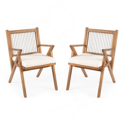 Patio Dining Chair With Cushion (Set Of 2)
