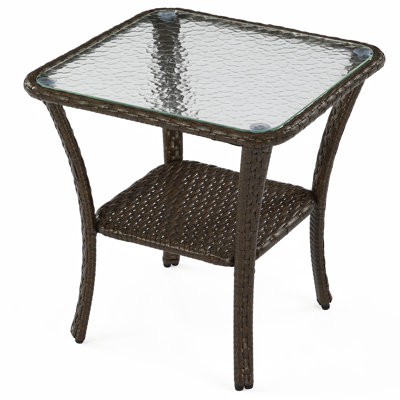 Hand-woven Pe Rattan Double-layer Side Table