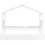 Lit simple blanc avec lit gigogne, toit en ciel pour chambre amusante, structure en bois de pin, 2 têtes de lit confortables, dimensions L 80,5 po x l 41,5 po, lit, conception imaginative, jeunes esprits, têtes de lit