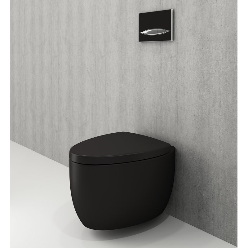 Etna Rimless Wall-Hung Toilet - 53cm, Black