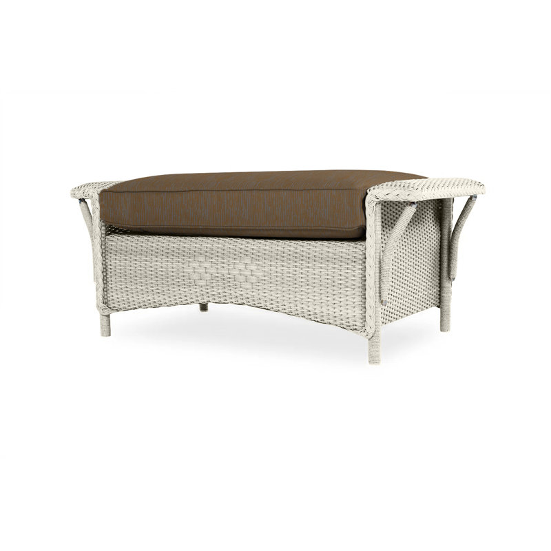 Nantucket Outdoor Ottoman, Flagship Lapis Sunbrella®, Linen