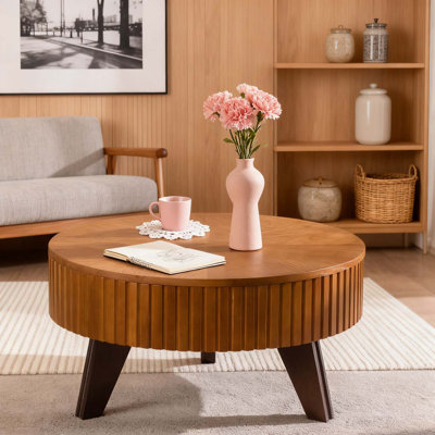 Retro Round Coffee Table With Storage