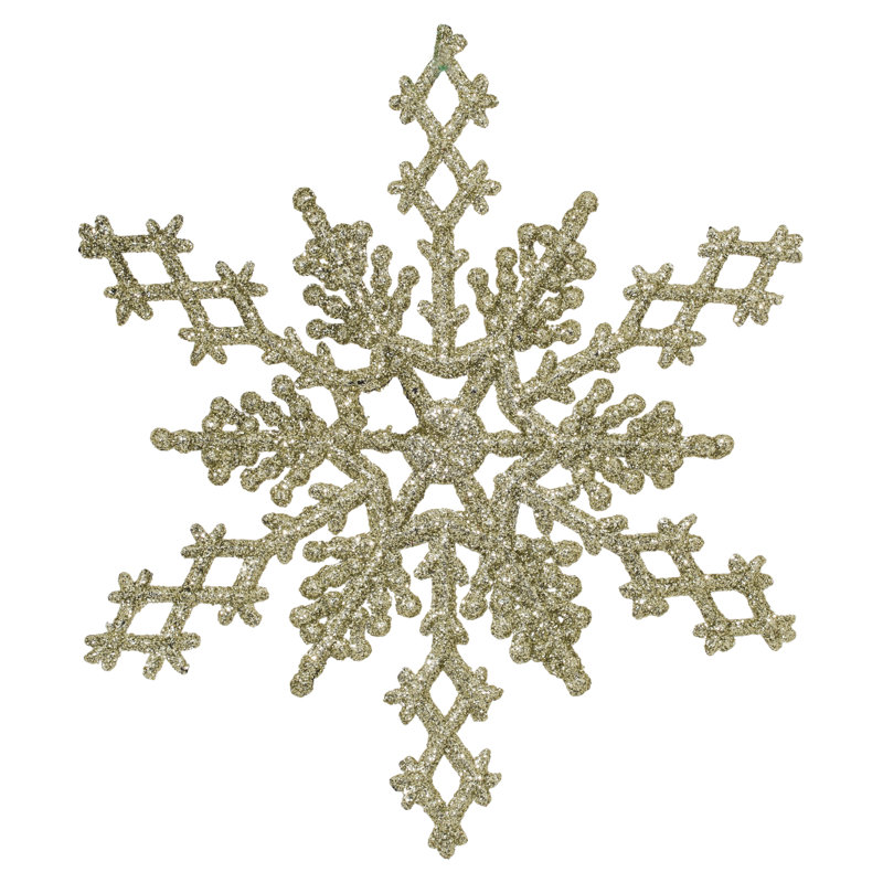 Champagne Glitter Shatterproof Plastic Snowflake Ornament Set