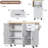 Rolling Kitchen Island On Wheels, Kitchen Island Cart With Drop Leaf Countertop, Barn Door Island Table With Storage Cabinet And 2 Drawer, 5 Wheels, Towel Rack And Spice Rack, White-1476898514