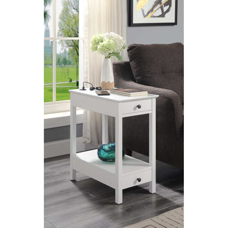 Table d'appoint Byzad à finition blanche avec USB