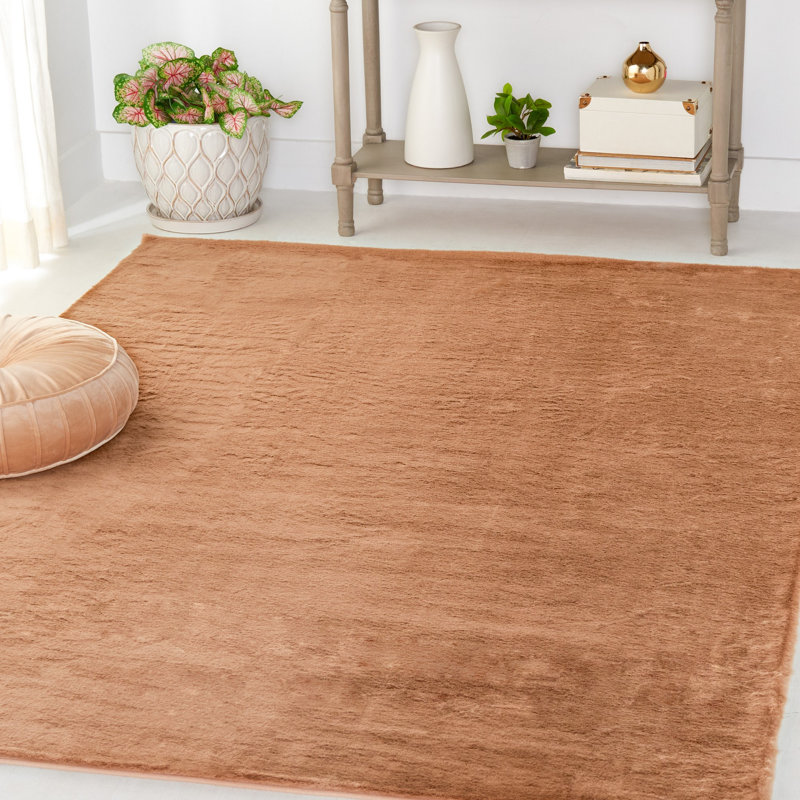 Tapis uni de couleur unie fabriqué à la machine en brun, Rectangle 2 pi x 3 pi