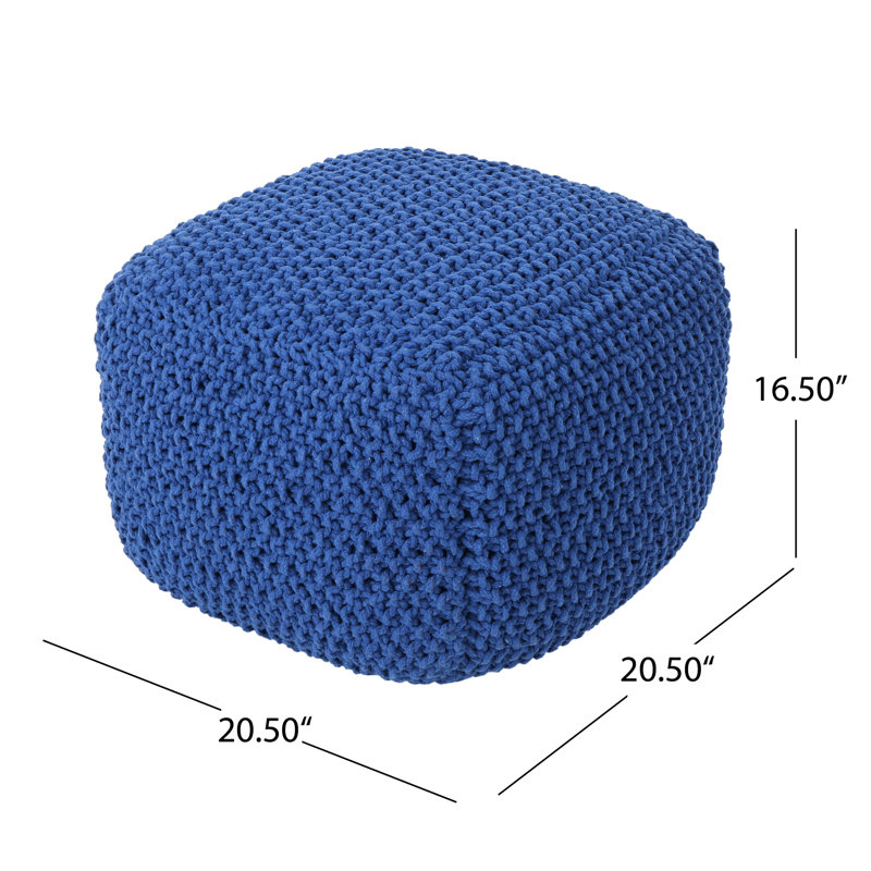 Pouf en coton tricoté Pim 20,5 x 20,5 x 16,5