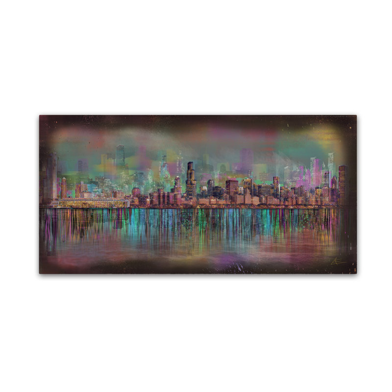 "Chicago" par Imelde, reproduction d'art sur toile tendue, H 10 po x l 19 po x P 2 po