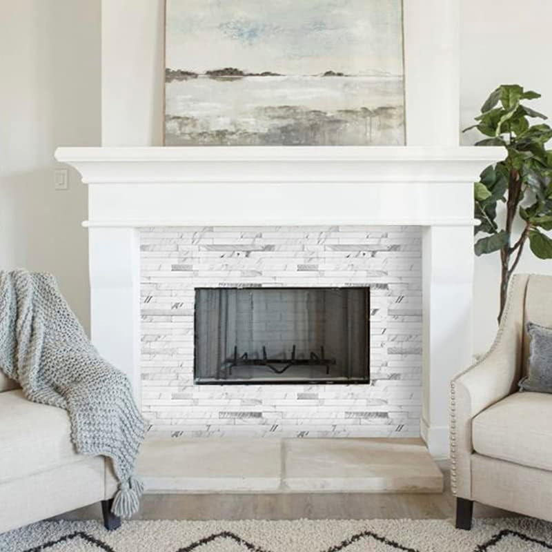 Faux Stone Peel and Stick Backsplash Tiles, White Marble Look PVC Wall Panels, Decorative Kitchen and Bathroom Wall Covering, White Marble