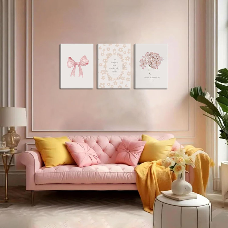 Christian, art mural, ensemble de 3, verset biblique sur toile, coquette rose, impressions sur toile, images de chambre de chambre de bébé chambre d'enfant encadrée