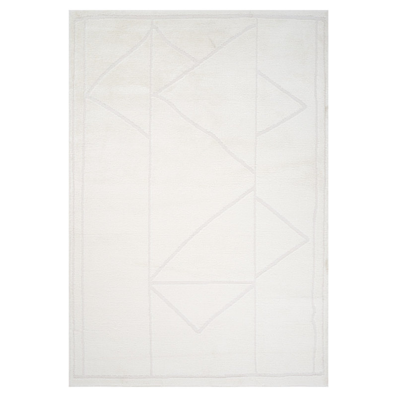 Tapis géométrique ivoire et blanc cassé 5 pi x 7 pi