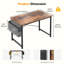 Bureau d'ordinateur de 47 po avec structure en métal, surface imperméable et sac de rangement - idéal pour le bureau-1676133824-1676133839