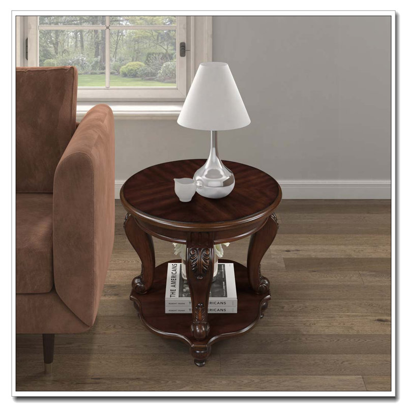 3 Pieces Wood Living Room Table Set, Cherry
