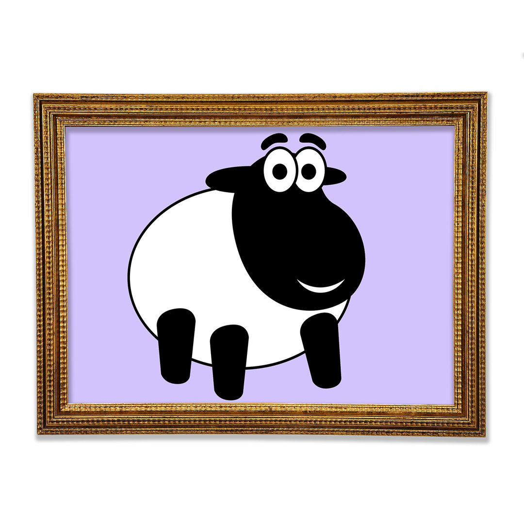 Wandbild Happy Cartoon Sheep White