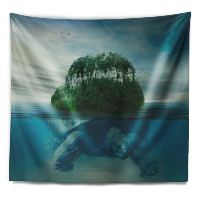 Tortue géante Carrying Island - Tapisserie murale à imprimé animal, H 32 po x l 39 po