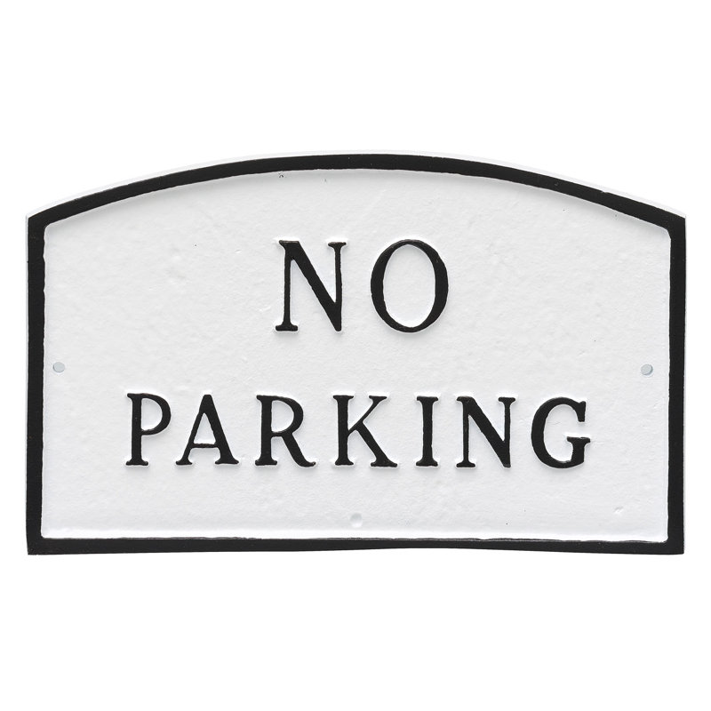Aucune plaque de stationnement, Blanc / Noir, H 10 po x l 15 po x P 0,25 po