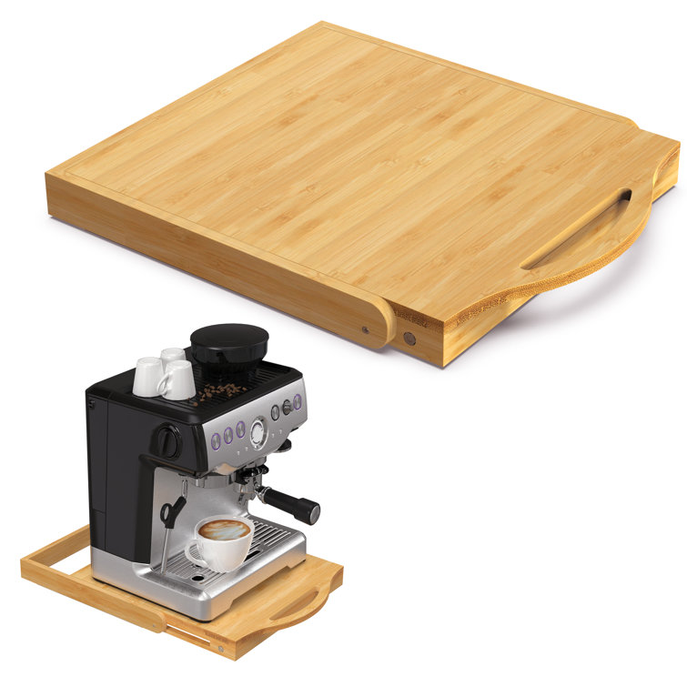 FabSix Bamboo Kitchen Appliance Slider for Counter - Small Appliance Slider - Under Cabinet Sliding Tray for Coffee Maker, Appliance sliders.