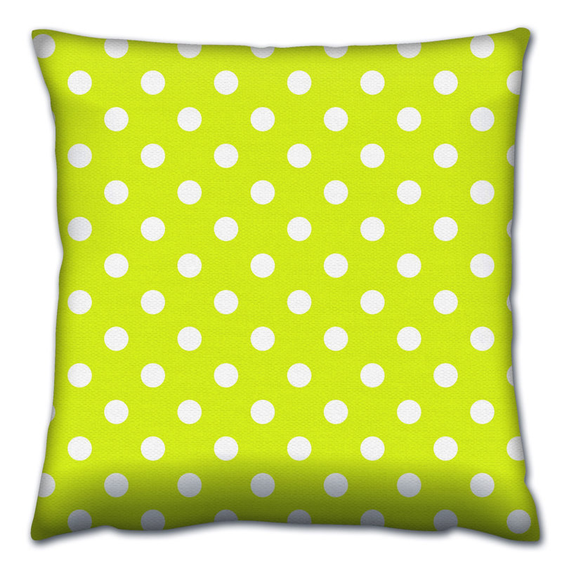  Coussin intérieur / extérieur Halloween Polkadots, H 17 po x l 17 po, Vert clair / blanc, Polyester