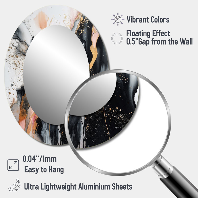 Miroir mural noir et or fluide, 40 po x 30 po